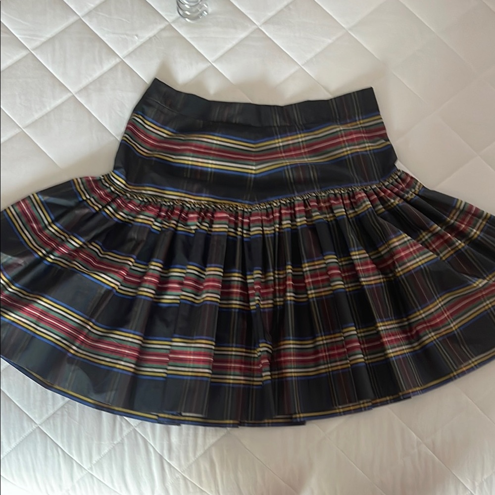 J. Crew Black Multicolor Plaid Skater Skirt